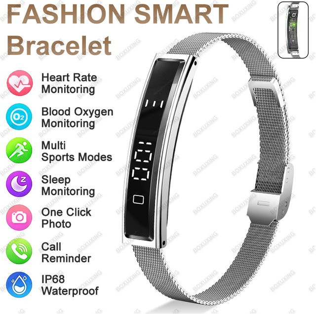 BOXUXING Smart-Armband Silber mit Herzfrequenz- und Schlafüberwachung, IP68 Wasserdicht, Unisex Fitness Tracker - Bild 1