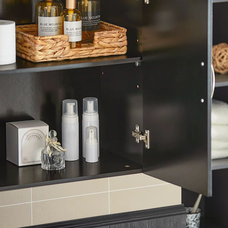 SoBuy Hängeschrank Badezimmerschrank mit verstellbarem Regal in Schwarz, B/T/H: 60 x 30 x 60 cm, FRG231-SCH - Bild 3