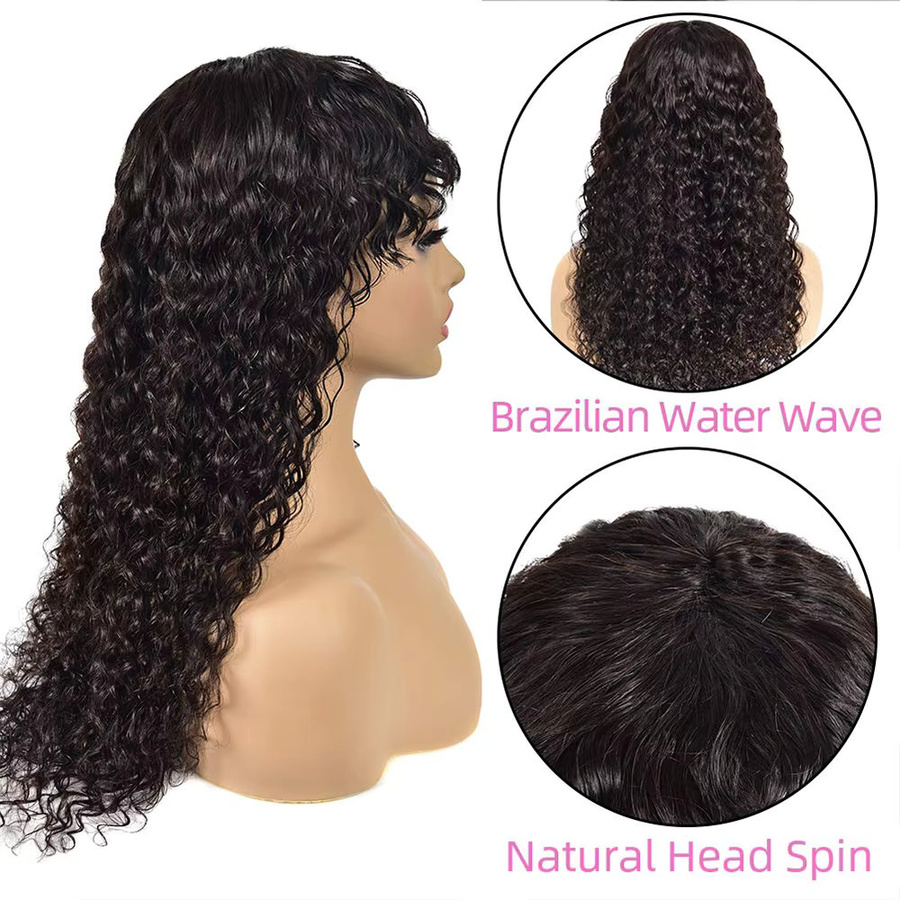 Dula A Hair Wasserwellen-Echthaar-Perücke mit Pony, Remy-Haar, Damen - Bild 3