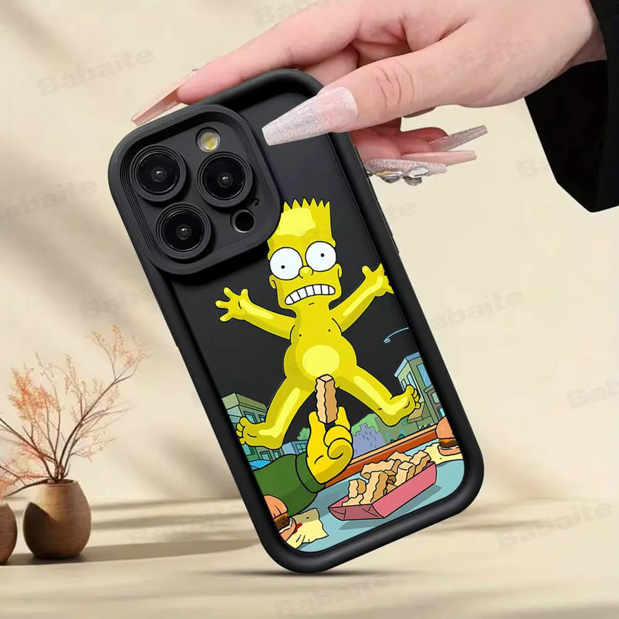 Funny Cartoon Simpsons Handyhülle aus Silikon für iPhone 11 bis iPhone 17 Pro Max in Schwarz - Bild 2