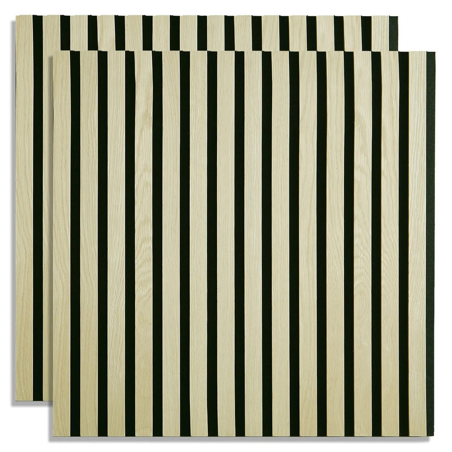 Homestyle4u Akustikpaneele Holz in Creme Beige, 2er Set, Wandpaneele mit Lamellen aus MDF und Filz, B/H: 60 x 60 cm - Bild 2