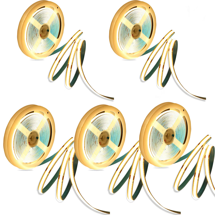5er-Pack Oraymin COB-LED-Streifen 24 V, warmweiß 3000 K, selbstklebende Lichtstreifen 2 m Länge, 8 mm Breite - Bild 7