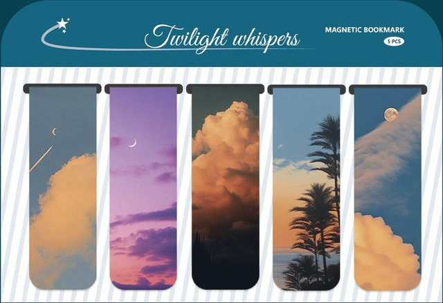 Bview Art 5 Stück magnetische Lesezeichen im Sonnenuntergang-Farbverlauf, kreative faltbare Wolken-Lesezeichen aus Papier in Multicolour - Bild 1