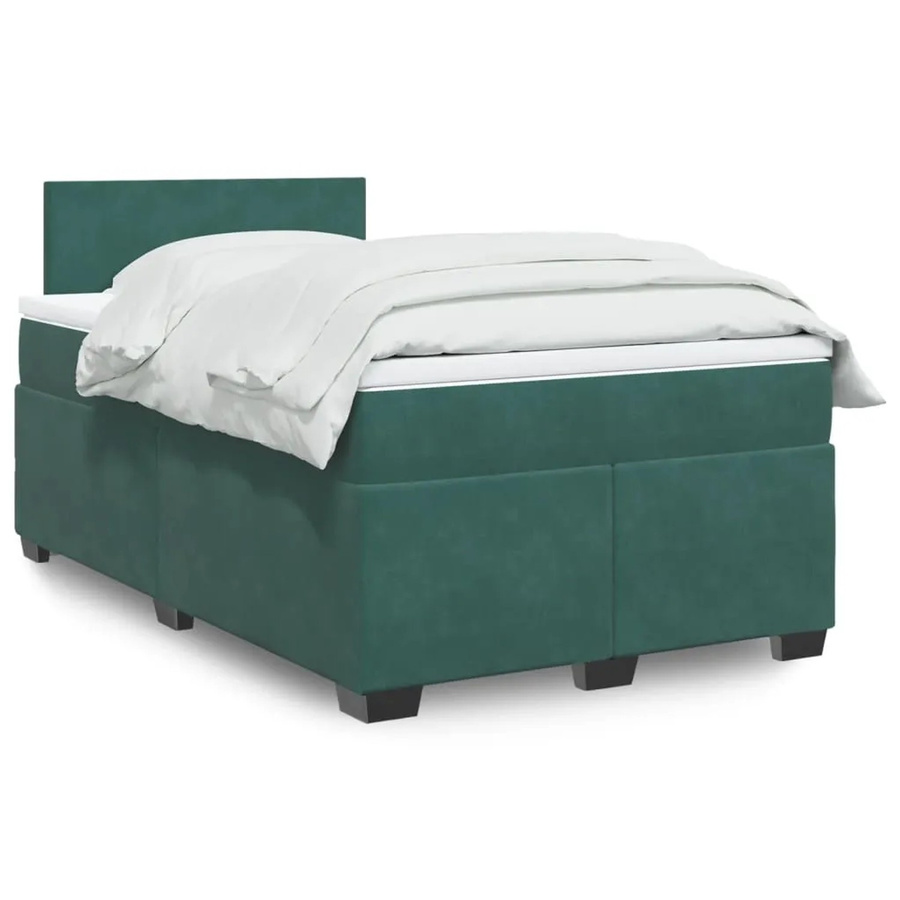 vidaXL Boxspringbett mit Matratze Dunkelgrün aus Samt mit USB-Ladeport und Unterbettbeleuchtung B/T: 120 x 200 cm - Bild 2