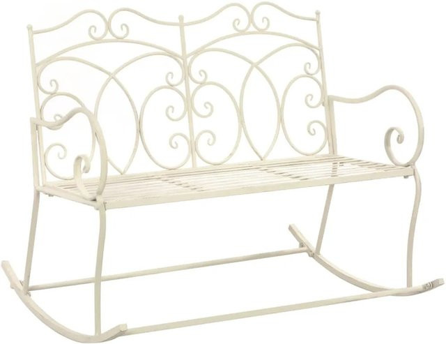 vidaXL Gartenbank aus Metall in Antik Weiß mit Armlehnen, Breite: 104 cm - Bild 1