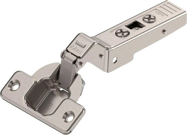 Blum Clip Top Winkelscharnier 30 Grad II Aufschlagend ohne Feder in Nickeloptik mit Schrauben - Bild 1