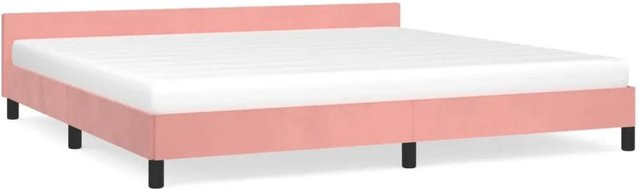 vidaXL Bettgestell mit Kopfteil in Rosa aus Samt, B/T/H: 200 x 200 x 203 cm - Bild 1