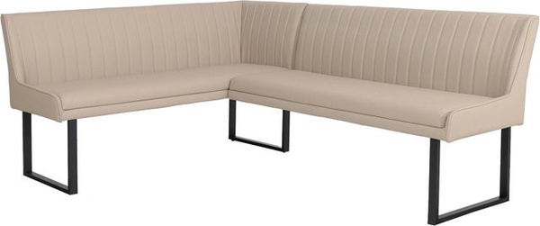 Eckbank MCW-O82 in Beige aus Kunstleder und Metall für dein Esszimmer, B/T/H: 159 x 210 cm