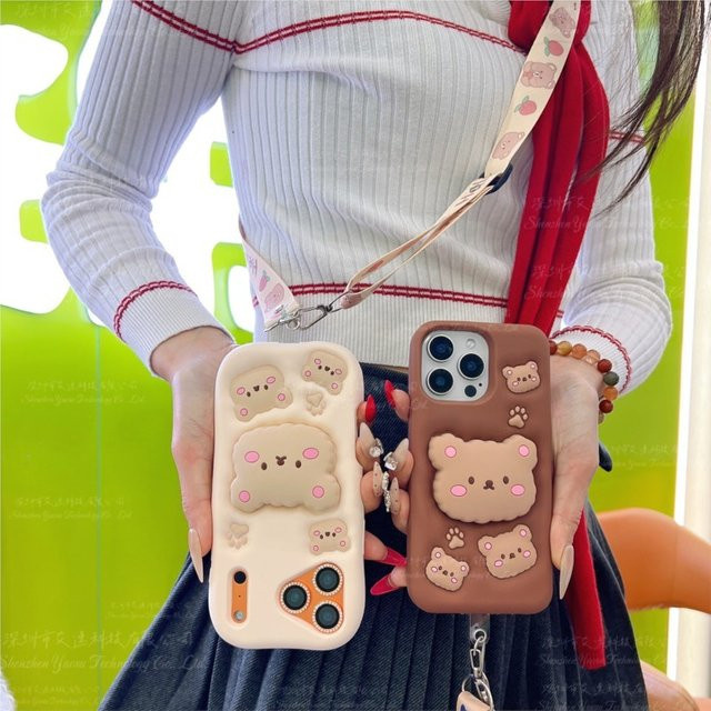 Niedliche 3D Bär Silikon-Handyhülle mit Halterung für Samsung Galaxy A50, A50S, A51, A52, A53, A54, A55, A56 Cartoon Schutzhülle - Bild 1
