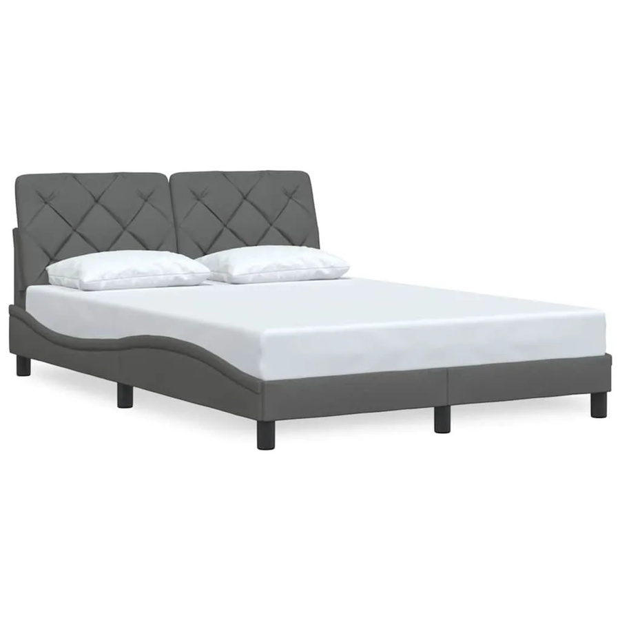 vidaXL Bettgestell mit gepolstertem Rahmen in Anthrazit Dunkelgrau B/T/H: 140 x 200 x 145 cm - Bild 2
