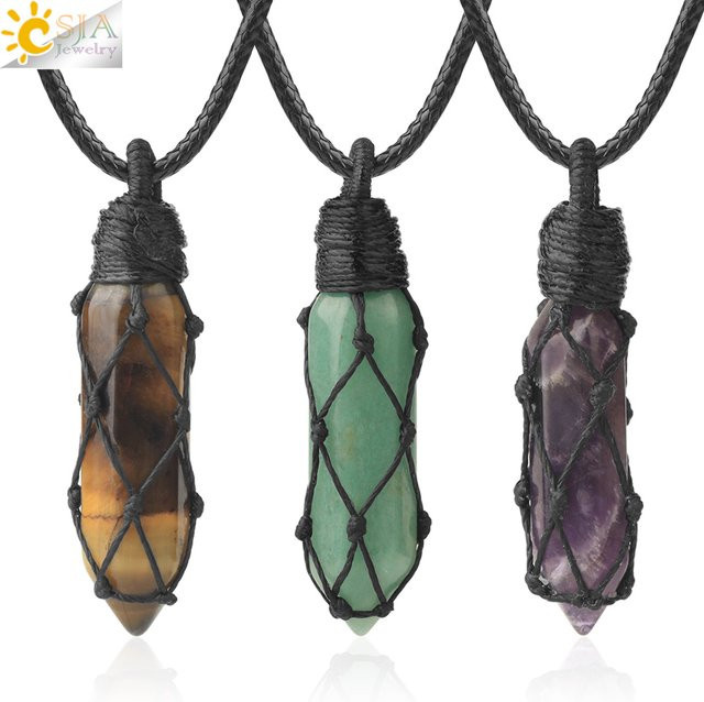 Csja Halskette, Rose Quarz, Amethyst, Aventurin, Tigerauge, Unisex - Bild 1