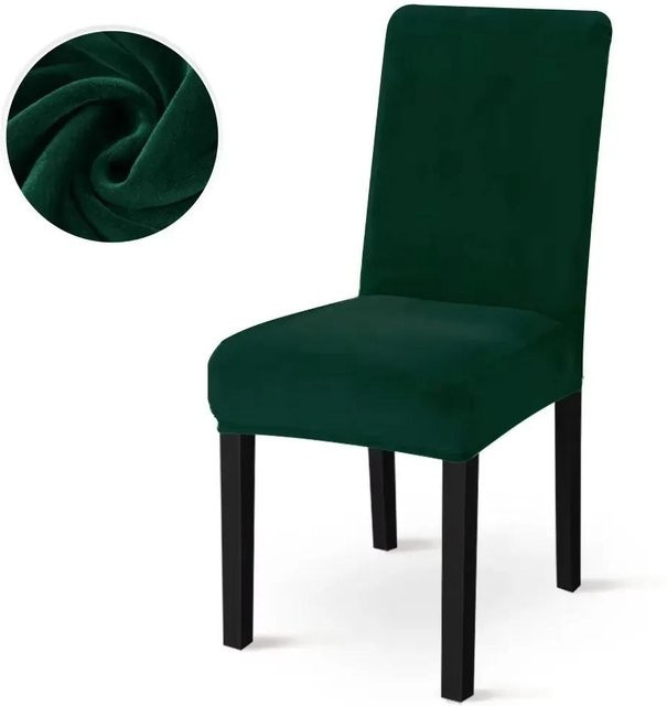 Yiran Furniture Stuhlbezug aus weichem Samt in Einfarbig, elastischer Stretch-Stuhlsitzbezug für Esszimmerstühle und Büro, 1 Stück - Bild 1