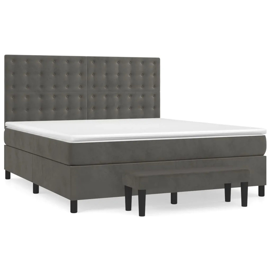 vidaXL Boxspringbett mit Matratze Dunkelgrau Samt B/T/H: 160 x 200 cm - Bild 2