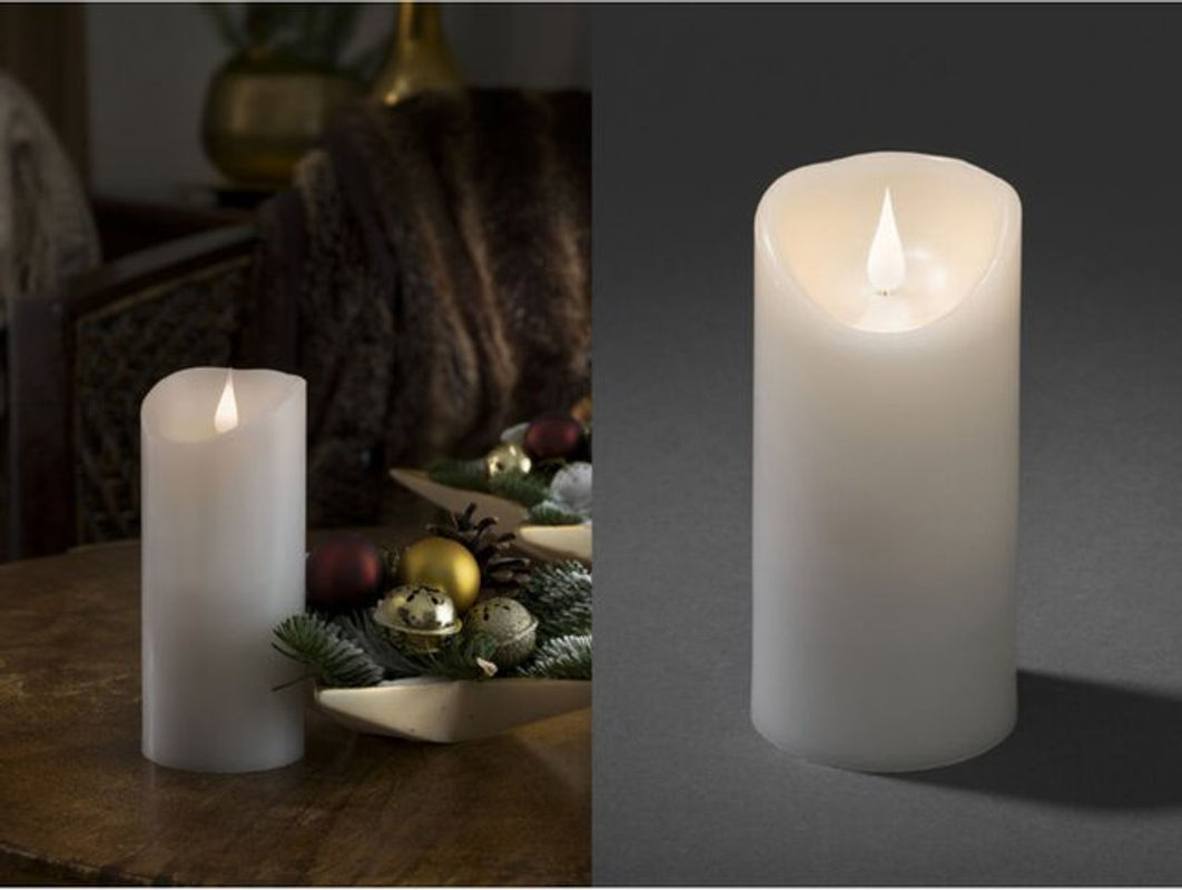 Konstsmide LED-Echtwachskerze Weiß mit Flackereffekt und Timer, Durchmesser: 7,5 cm, Höhe: 17,5 cm - Bild 2