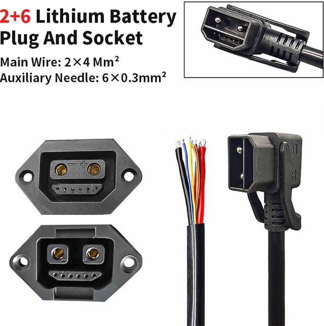 DIVEDEER 2+6 Batterie Ladesteckdose mit XT60/XT90 Ladeanschluss und USB-C, 8Pin Anschlusskabel für Lithium High Power Stecker, Schwarz - Bild 1