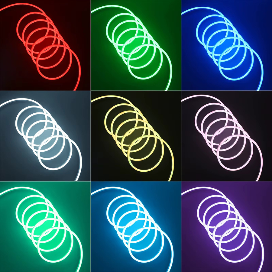 HEGEHE RGB Neon-Flex LED-Streifen, batteriebetrieben, DC 5V, wasserdicht, Bluetooth APP-Steuerung, Multicolor, 6 x 12 mm - Bild 3
