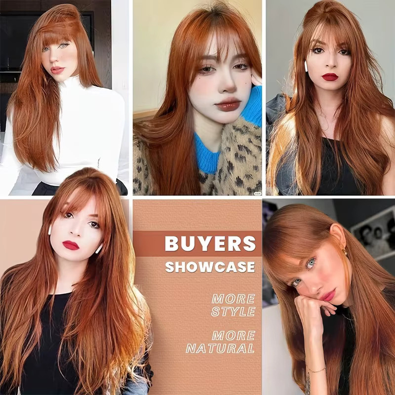 Suri Hair Perücke, rotbraun, lang, gerade, mit Pony, Damen - Bild 5