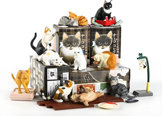 Neargo Katze Blind Box PVC Spielzeug Set Realistische Miniatur Figur Multicolor für Schreibtisch Dekor - Bild 1
