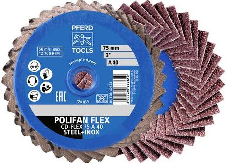 PFERD COMBIDISC CDR-FLEX Schleifscheiben-Set für Metall, Durchmesser: 75 mm, Körnung: 40, 10 Stück, Multicolor - Bild 1