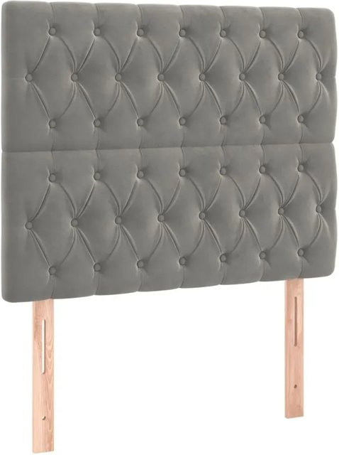 vidaXL LED Kopfteil aus Samt in Hellgrau mit USB-Ladeport und integrierter Beleuchtung B: 100 cm, T: 7 cm, H: 118-128 cm - Bild 1