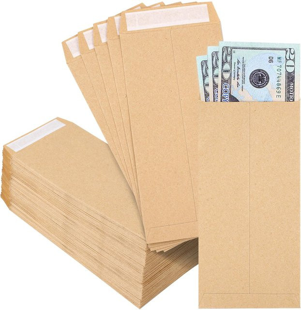 25 Stück selbstdichtende Geldumschläge aus Kraftpapier für Budgetierung und Spar-Challenges, Breite: 16,5 cm, Höhe: 8,1 cm - Bild 1