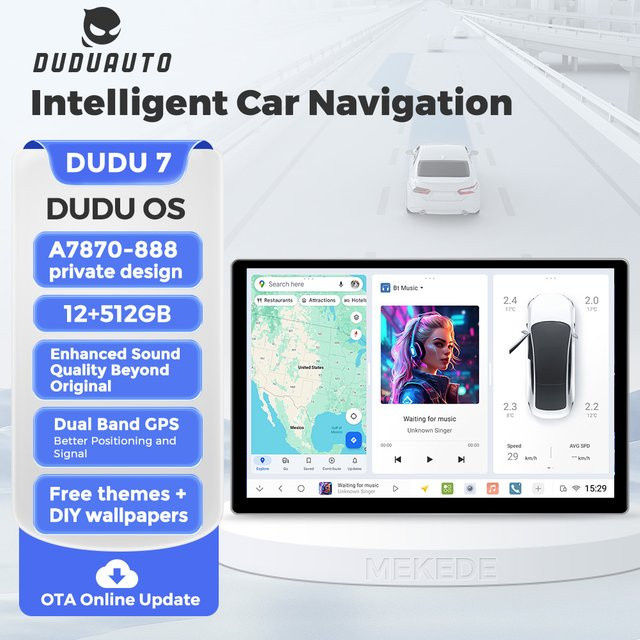 DUDUAUTO DUDU7 Universal Autoradio mit 11,5 Zoll Display, Android 13 Navigation, Drahtloses CarPlay und Bluetooth, Schwarz - Bild 1