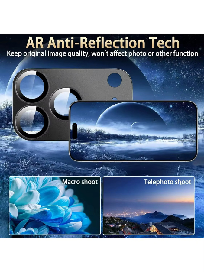 Kameraschutzfolie aus Metall-Aluminiumlegierung für Apple iPhone 17 Pro Max und iPhone 17 Pro als Rücklinsenabdeckung in Schwarz und Silber - Bild 4