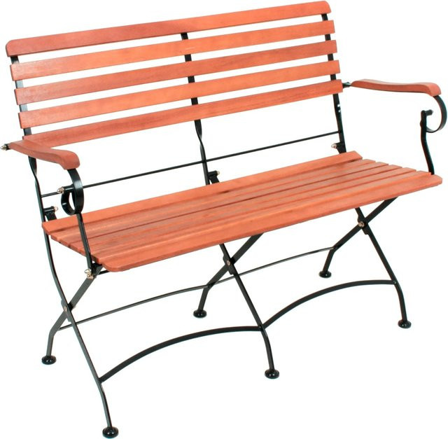 Garden Pleasure Gartenbank Wien 2-Sitzer aus Eukalyptusholz und Stahl in Braun, B/H/T: 116 x 89 x 58 cm - Bild 1
