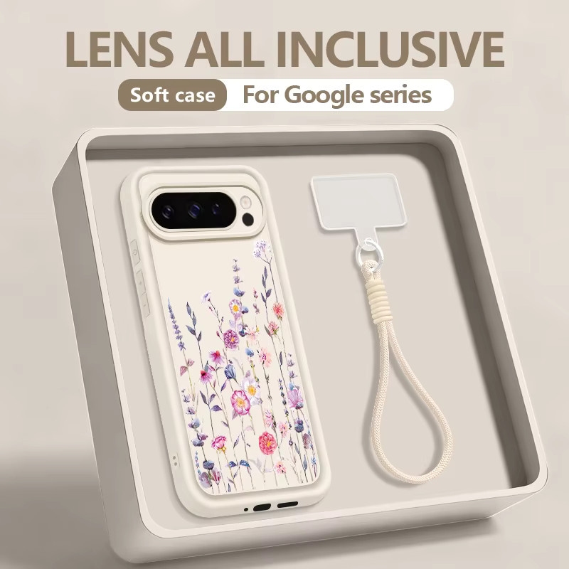 MOESOE Handyhülle mit Blumenmuster und Handgelenkschlaufe aus TPU-Silikon für Google Pixel 10 9 8 7 Pro XL und weitere Modelle, Multicolour - Bild 1