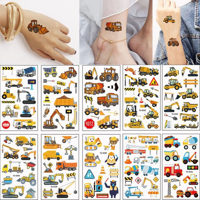 Temporäre Tattoos, Bagger-Fahrzeugmuster, 10 Blatt - Bild 1