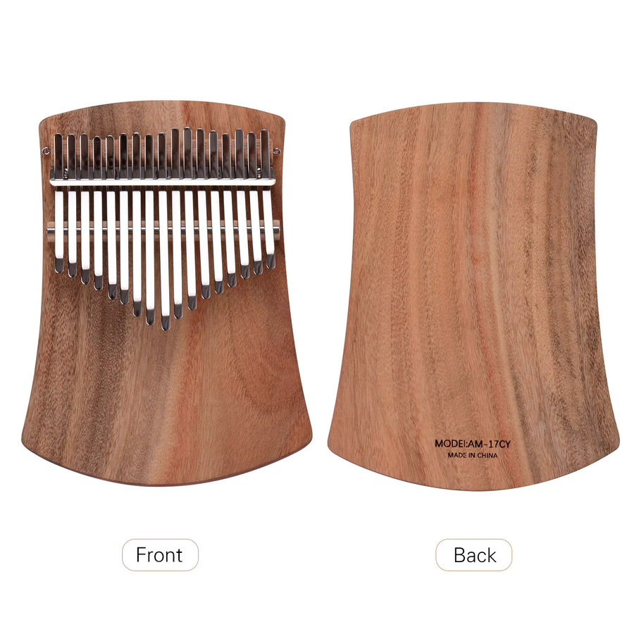 Kalimba 17-Tasten Daumenklavier aus Camphorwood in Braun mit C-Ton inklusive Tasche, Musikbuch, Aufklebern und Stimmhammer - Bild 2