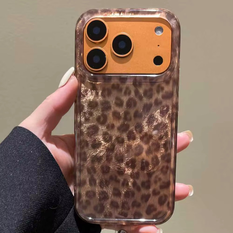 Gold Leopard Handyhülle Tedyhülle für iPhone 16 15 14 13 12 11 Pro Max und weitere Modelle, Farbe: Gold - Bild 3