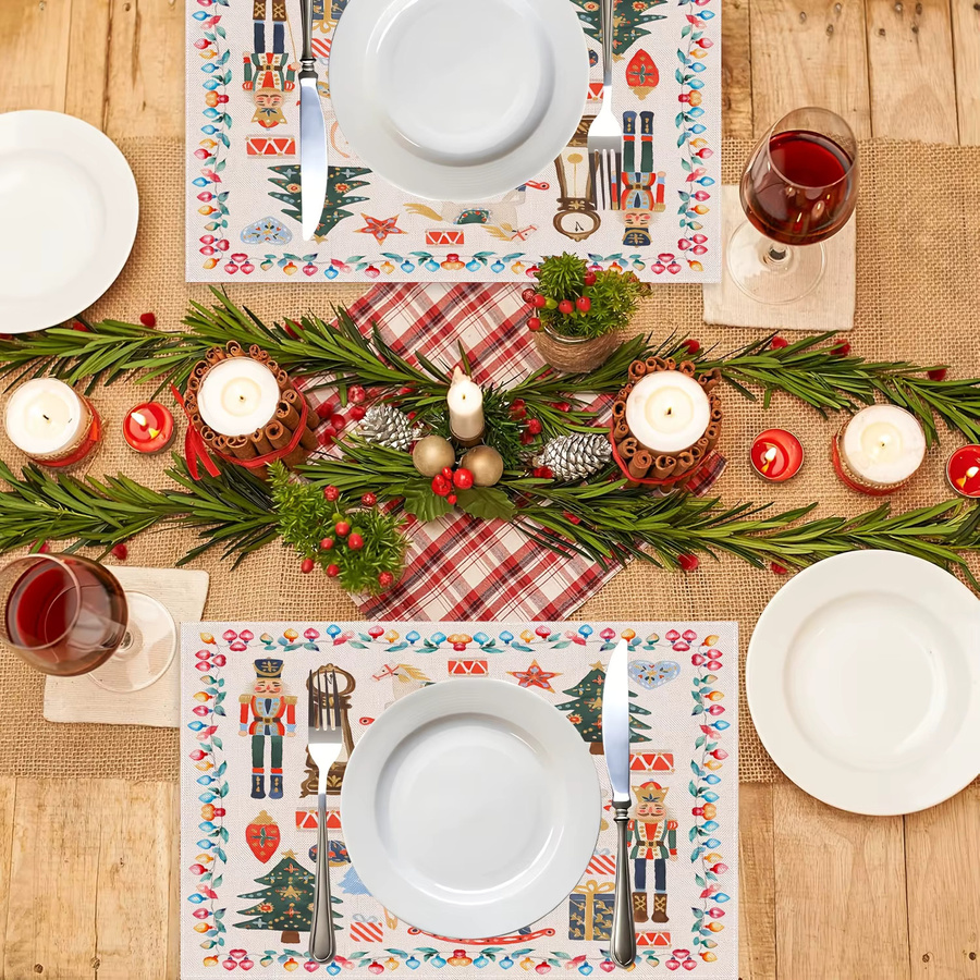 VIKAMA 4-teiliges Weihnachts-Tischset mit Nussknacker-Design in Multicolor - Bild 3