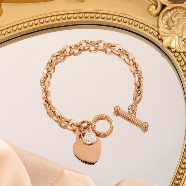 Armband Herzform Anhänger, Titanstahl, Unisex - Bild 1