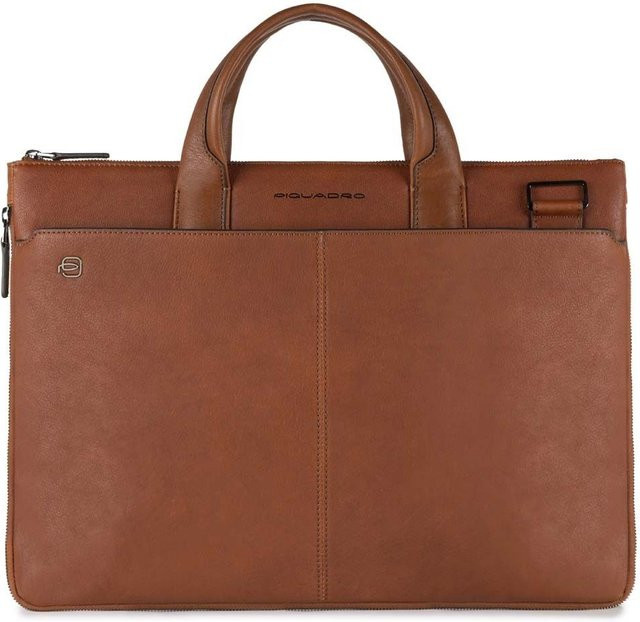 Piquadro Black Square Schmale Laptoptasche für 15.6 Zoll erweiterbar in Black, Brown und Orange - Bild 1