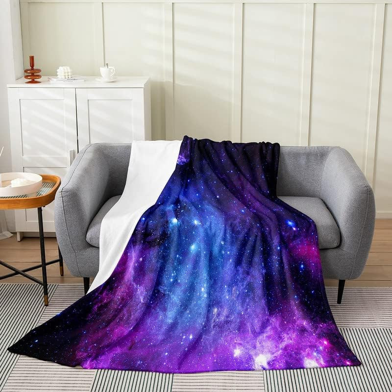 Flauschige Fleece-Bettdecke für Kinder von JMG Household Supplies mit Lila Galaxie Sternenhimmel Design, B/B: 70 x 100 cm - Bild 3