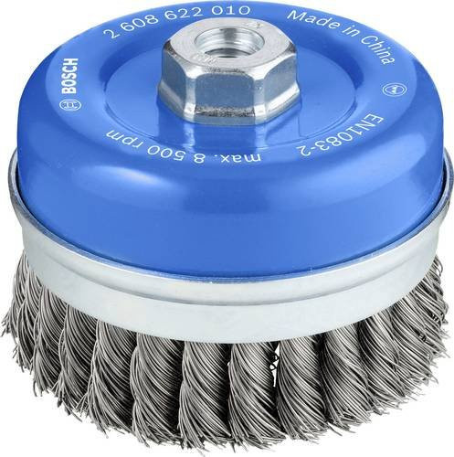 Bosch Topfbürste aus Stahl mit gezopftem Draht, Durchmesser: 100 mm, Drahtstärke: 0,5 mm, Gewinde: M 14 - Bild 1