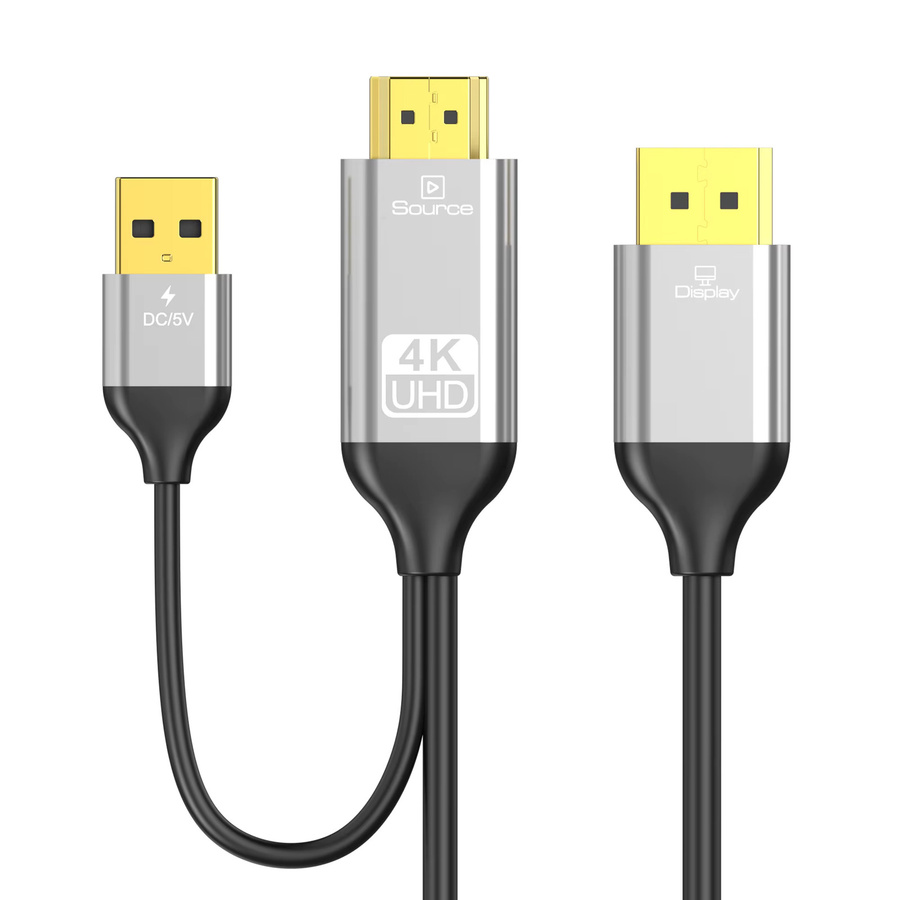 HDMI auf DisplayPort Kabel für 4K@60Hz, Adapter von HDMI Quelle zu DisplayPort Monitor, Schwarz, inklusive USB-Netzkabel für PC, Laptop, PS5 und Xbox - Bild 5