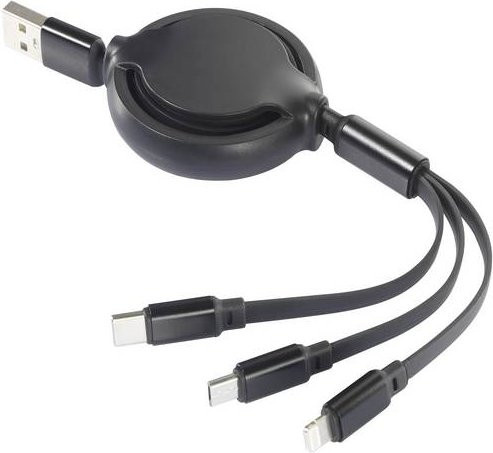 Renkforce USB 2.0 Ladekabel mit USB-A und Micro-USB Stecker in Schwarz-Chrom, Länge: 1,00 m - Bild 1