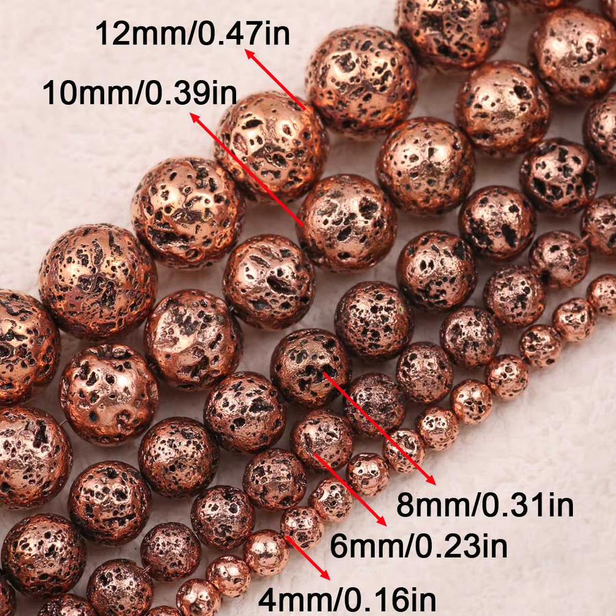 JHNBY Perlen, Rot Bronze Kupfer Vulkan Lava Hämatit Naturstein, Unisex - Bild 2