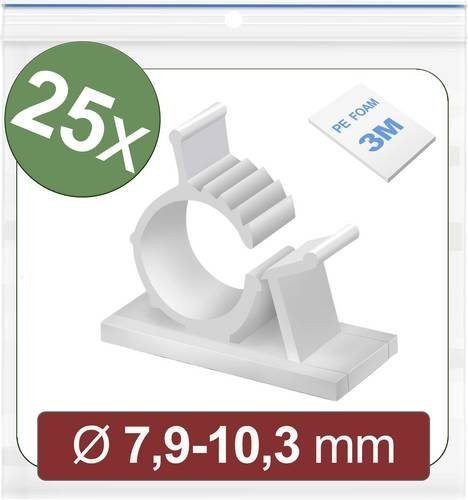 3M Quadrios 24CA445 Befestigungssockel selbstklebend Weiß 25 Stück Bündel-Ø-Bereich 7,9 bis 10,3 mm - Bild 1