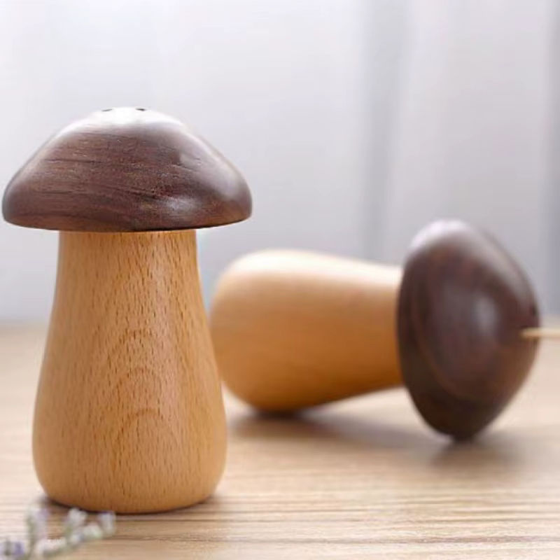 Kreativer Zahnstocherhalter aus Holz in Pilzform, braun, skandinavisches Design für dein Zuhause - Bild 3