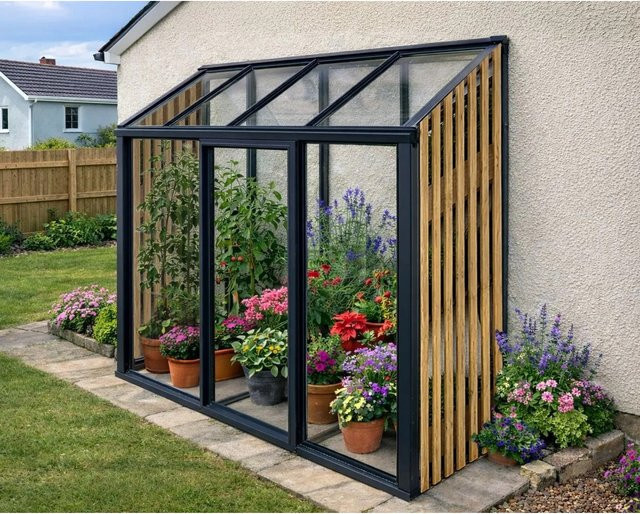 Bloomcabin Mini Gewächshaus Accoya Fusion GHMAF2 in Schwarz aus Aluminium und Glas - Bild 1