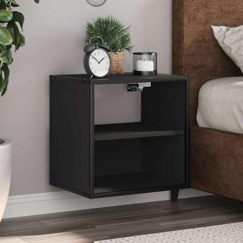 Vidaxl Wand-Nachttisch in Schwarz aus Holzwerkstoff und Metall im minimalistischen Design B/T/H: 40 x 31 x 39,5 cm - Bild 1