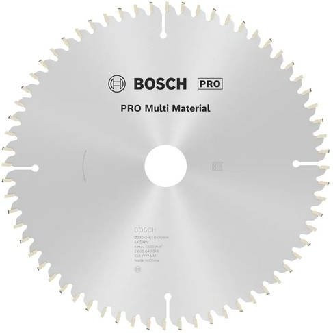 Bosch PRO Multi Material Kreissägeblatt mit Hartmetallspitzen, Farbe: Silber, Durchmesser: 230 mm, Bohrung: 30 mm, Breite: 2,4 mm, 64 Zähne - Bild 1