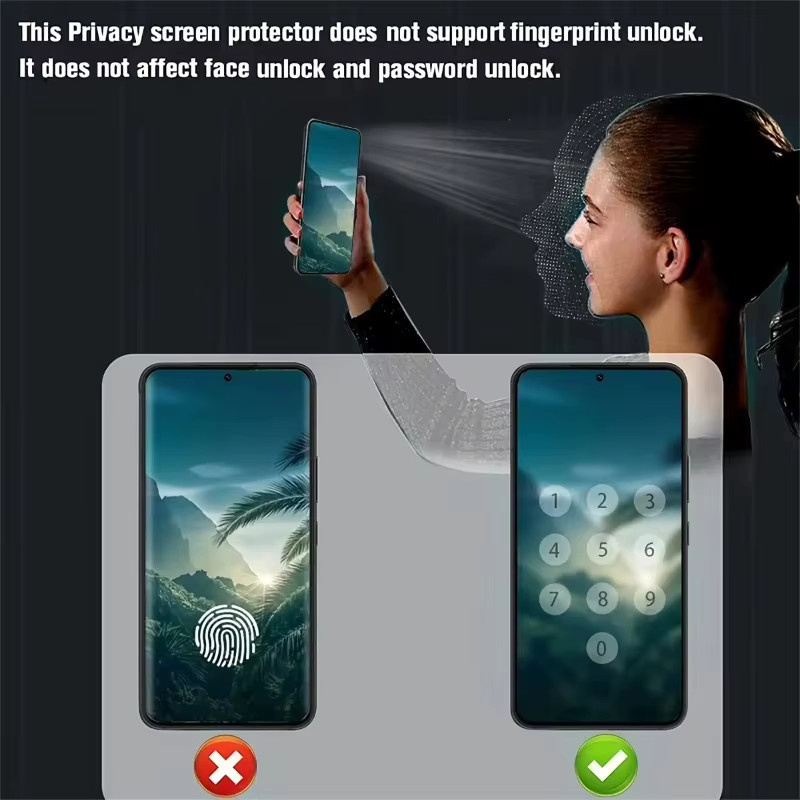 Xiaomi Sichtschutzfolie aus gehärtetem Glas für Poco F7 Ultra F7 Pro F6 X7 X6 Pro X5 X3 NFC M7 Pro 5G M6 C65 C61 C55 C40 transparent - Bild 3