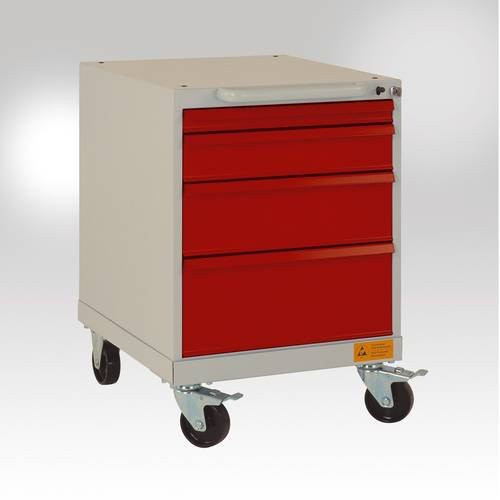 Manuflex BASETEC ESD-Schubfachschrank LS1043.5012 mobil, lichtblau RAL 5012, 4 Schubfächer, Nutzhöhe: 50 cm - Bild 1