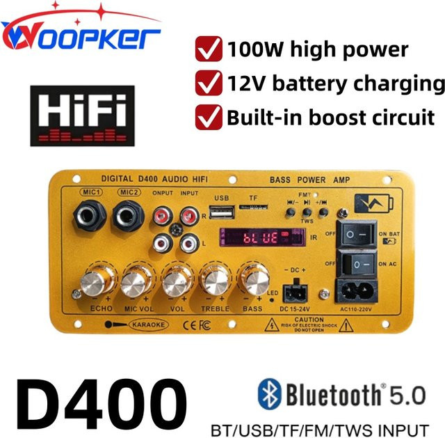 Woopker D400 Mono Bluetooth-Verstärkerplatine mit 100W Leistung in Gold - Bild 1