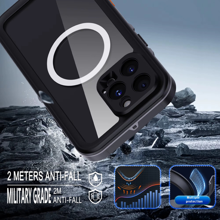 Shellbox Professionelle wasserdichte Handyhülle Schwarz IP68 stoß- und staubdicht kompatibel mit iPhone 17 Pro, iPhone 16, iPhone 15, iPhone 14 und iPhone 13 - Bild 3