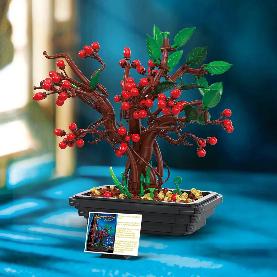 AMAZINGBLOKS Hypericum Topf Bausteine Set mit 879 Teilen als Blumen Bonsai Modell für Desktop Dekoration und pädagogisches Spielzeug - Bild 3
